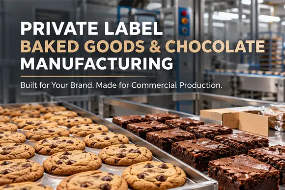 Private label cookies, brownies and chocolate manufacturing in a U.S. production facility