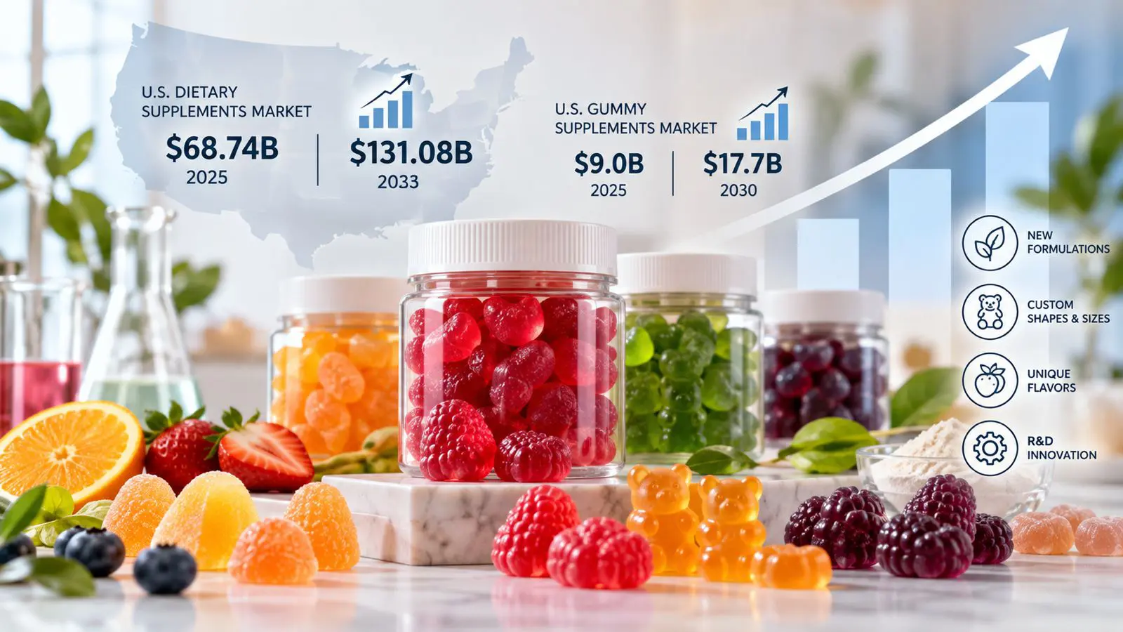 Gummy supplement market growth and custom product innovation in the USA