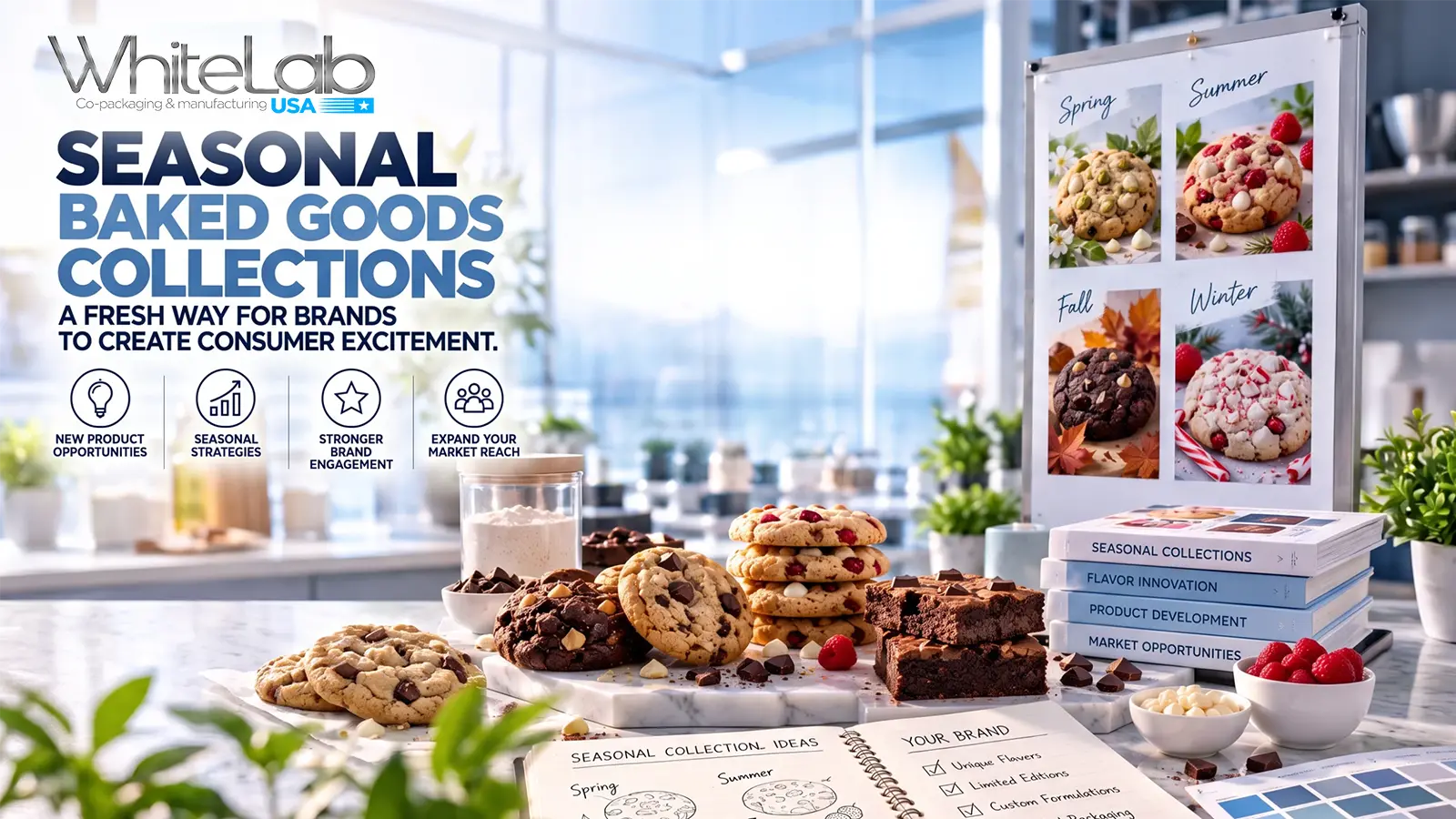 Seasonal baked goods collection concept featuring cookies and brownies for private label brands
